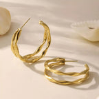 18K Gold-Plated Chunky Twisted Hoop Earrings - Q.B.Accessories