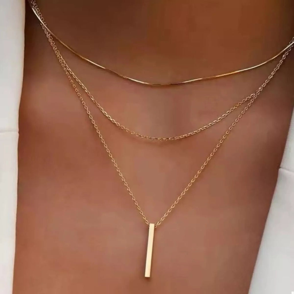 Three Layered bar pendant Necklace - Q.B.Accessories