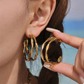 18K Gold-Plated Chunky Twisted Hoop Earrings - Q.B.Accessories