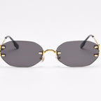 Rimless Oval Gold-Frame Sunglasses - Q.B.Accessories
