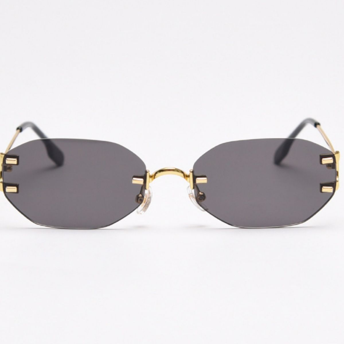 Rimless Oval Gold-Frame Sunglasses - Q.B.Accessories