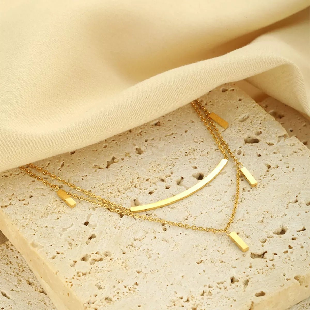 Double Layered Gold Necklace - Q.B.Accessories