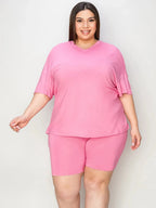 Basic Bae Full Size V - Neck Drop Shoulder T-Shirt and Shorts Set - Q.B.Accessories