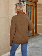 Women’s Cable-Knit Mock-Neck Sweater - Q.B.Accessories