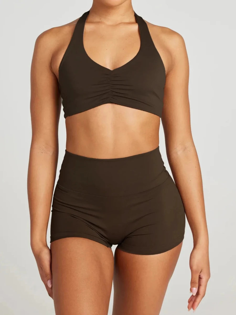 Halter Neck Cami and Shorts Active Set - Q.B.Accessories