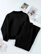 Collared Sweatshirt and High Waist Pants Active Set - Q.B.Accessories