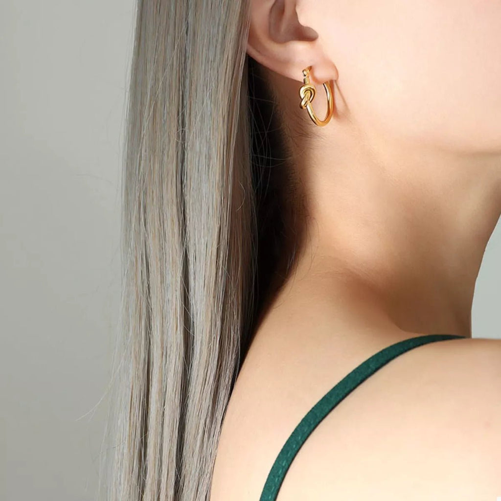 Golden Knot Hoop Earrings - Q.B.Accessories
