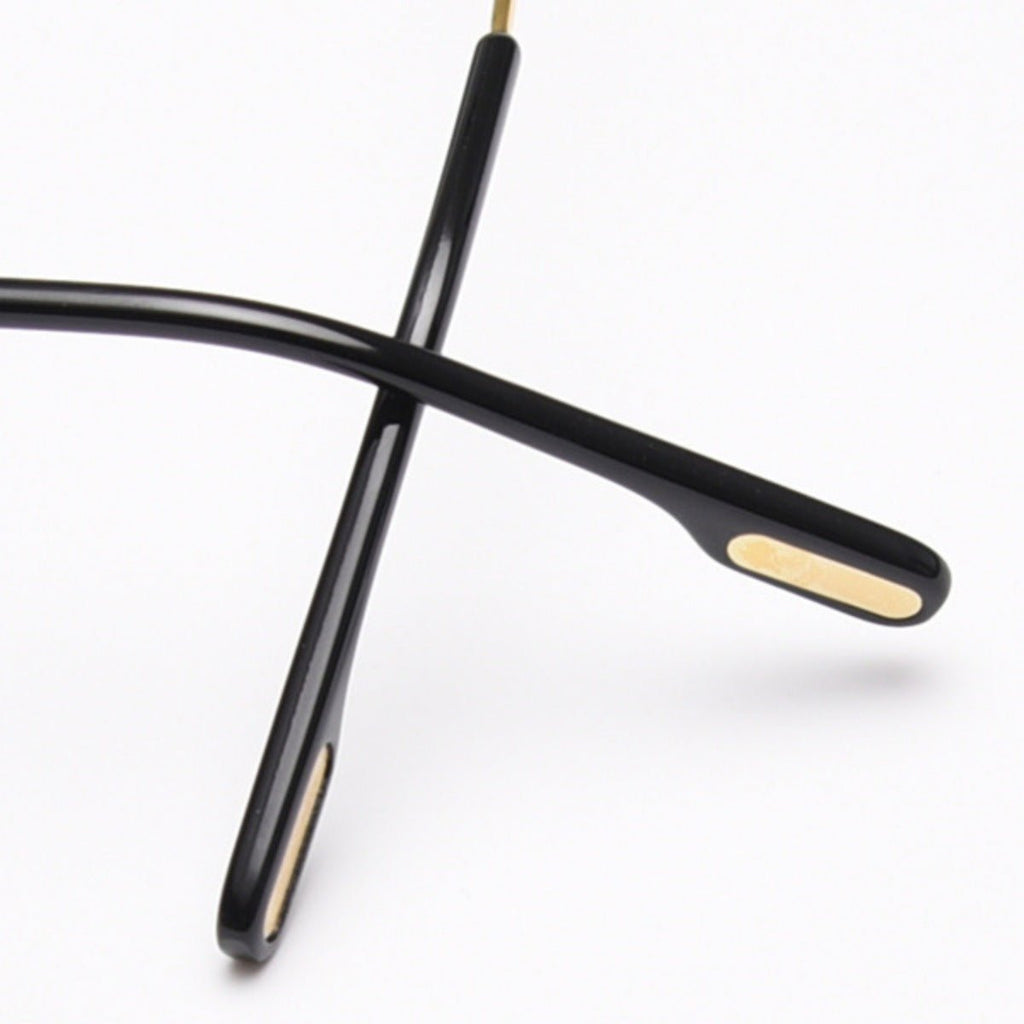 Rimless Oval Gold-Frame Sunglasses - Q.B.Accessories