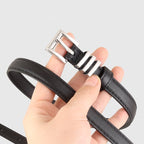 Skinny Leather Belt with Silver Buckle - Q.B.Accessories