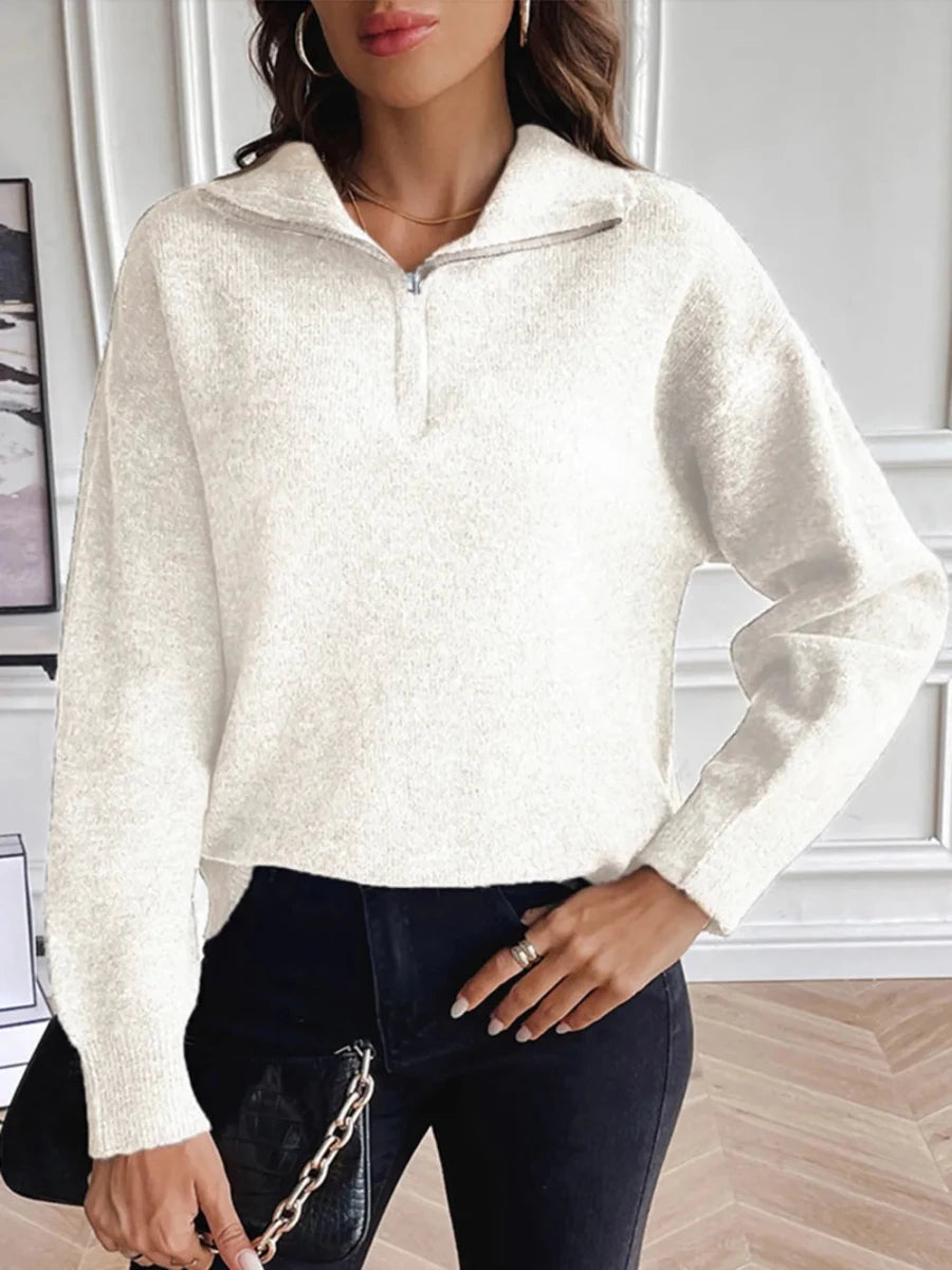 Women’s Half-Zip Drop-Shoulder Sweater - Q.B.Accessories