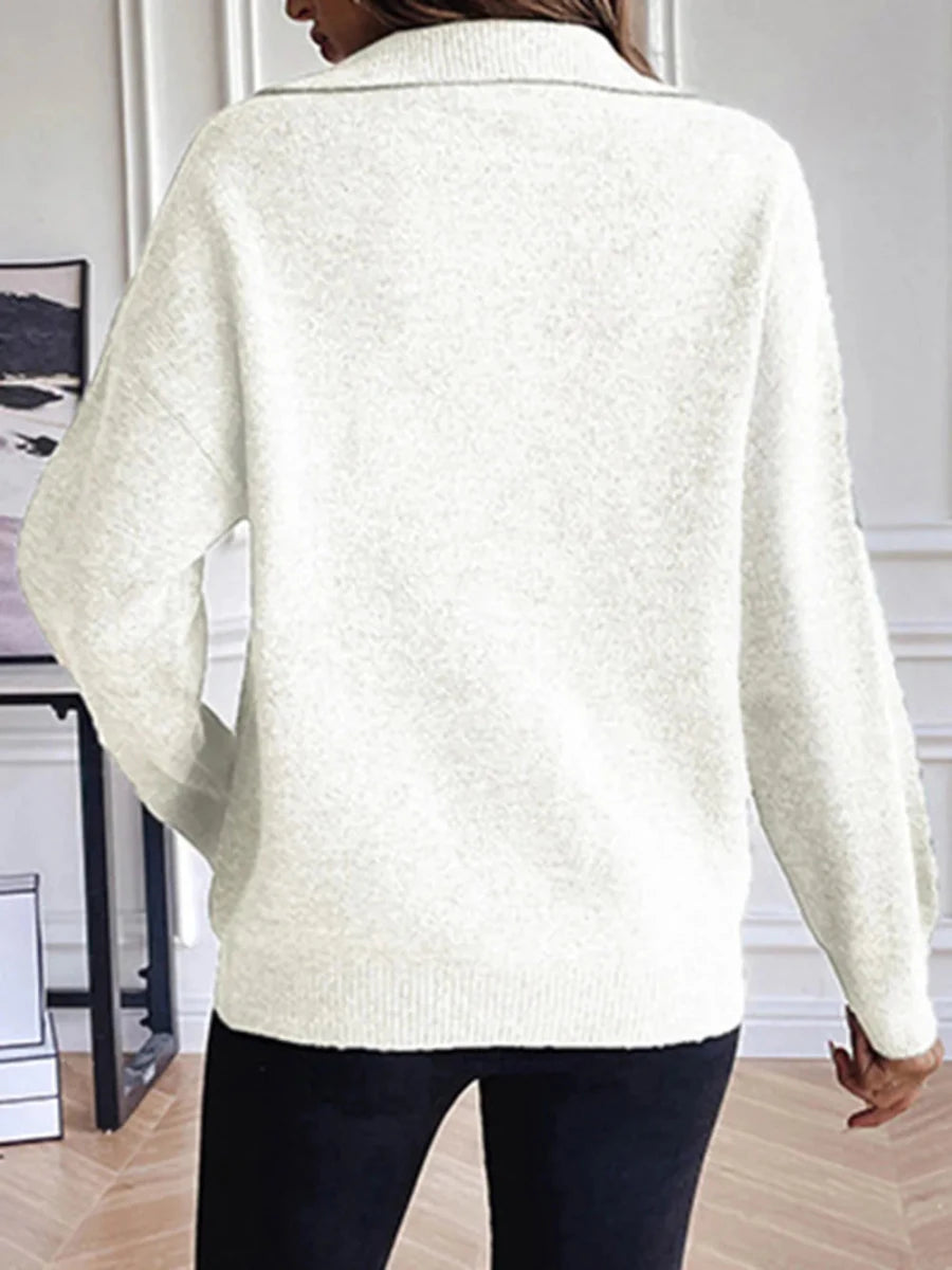 Women’s Half-Zip Drop-Shoulder Sweater - Q.B.Accessories