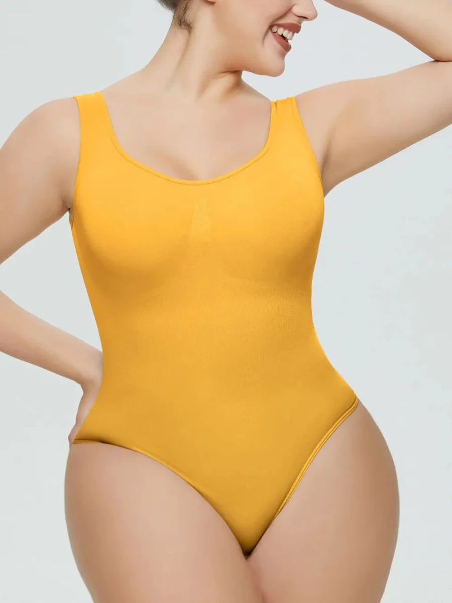 Scoop Neck Wide Strap Shaping Bodysuit - Q.B.Accessories