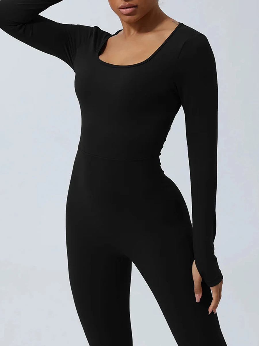 Twisted Backless Long Sleeve Jumpsuit - Q.B.Accessories