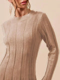SO ME Ribbed Long Sleeve Mini Sweater Dress - Q.B.Accessories