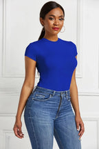 Round Neck Short Sleeve Bodysuit - Q.B.Accessories