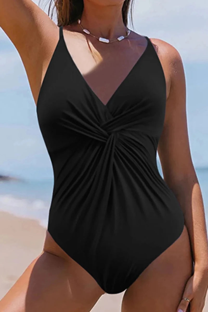 Twisted Crisscross V - Neck One - Piece Swimwear - Q.B.Accessories