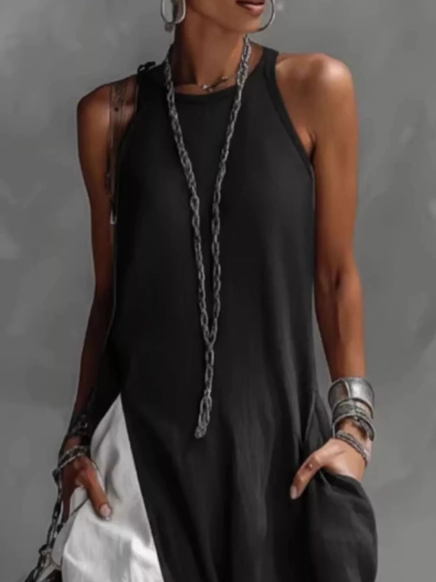 Two - Tone Sleeveless Maxi Dress - Q.B.Accessories