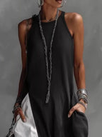 Two - Tone Sleeveless Maxi Dress - Q.B.Accessories