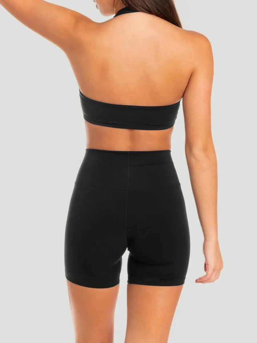 Halter Neck Cami and Shorts Active Set - Q.B.Accessories
