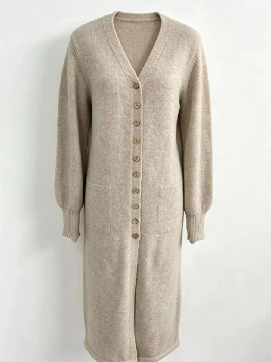 Women’s Button-Front Longline Sweater Dress - Q.B.Accessories