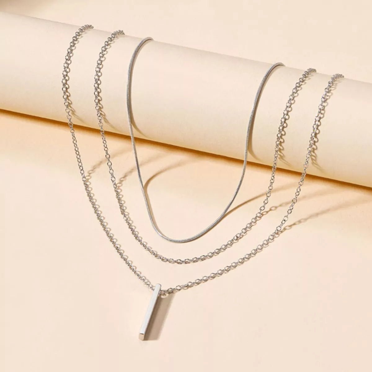 Three Layered bar pendant Necklace - Q.B.Accessories