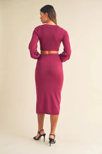 MABLE Front Twisted Knit Top and Midi Skirt Set - Q.B.Accessories