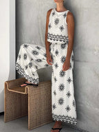Printed Tank and Pants Set - Q.B.Accessories