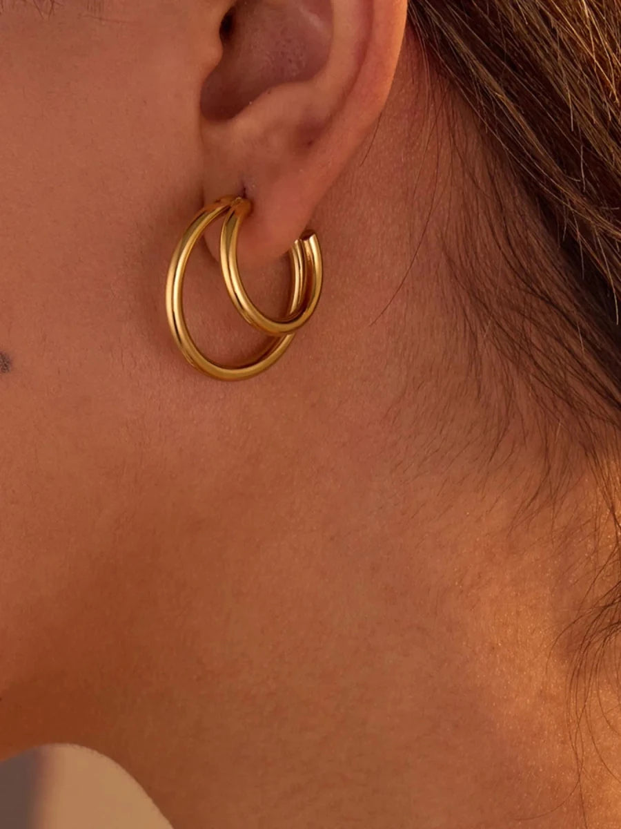 18K Gold-Plated Stainless Steel Hoop Earrings - Q.B.Accessories