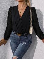 Perfee Surplice Long Sleeve Bodysuit - Q.B.Accessories