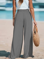 Full Size Drawstring Waist Wide Leg Pants Plus Size - Q.B.Accessories