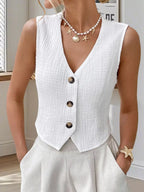 Textured Button - Down Vest - Q.B.Accessories
