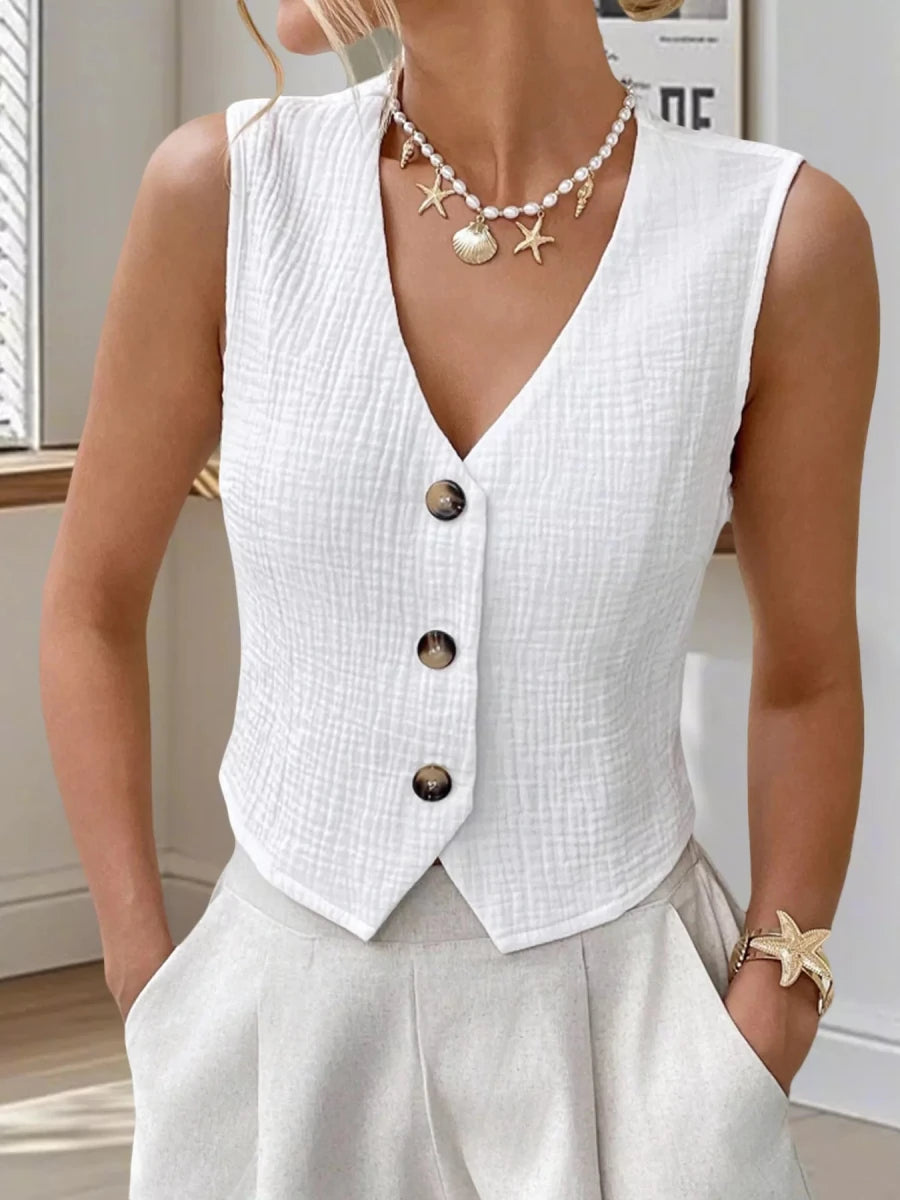 Textured Button - Down Vest - Q.B.Accessories