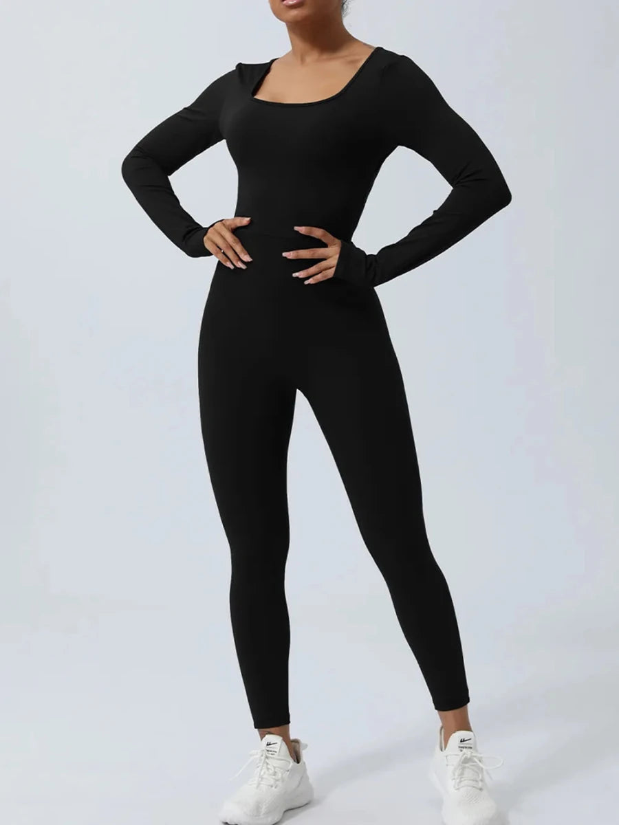 Twisted Backless Long Sleeve Jumpsuit - Q.B.Accessories