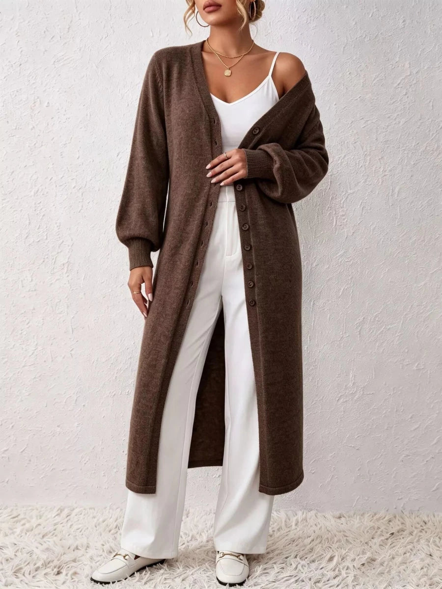 Women’s Button-Front Longline Sweater Dress - Q.B.Accessories
