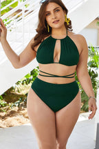 Plus Size Cutout Tied Backless Bikini Set - Q.B.Accessories