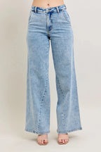 Judy Blue Full Size High Waist Wide Leg Jeans with Skewed Inseam Plus Size - Q.B.Accessories