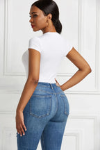Round Neck Short Sleeve Bodysuit - Q.B.Accessories