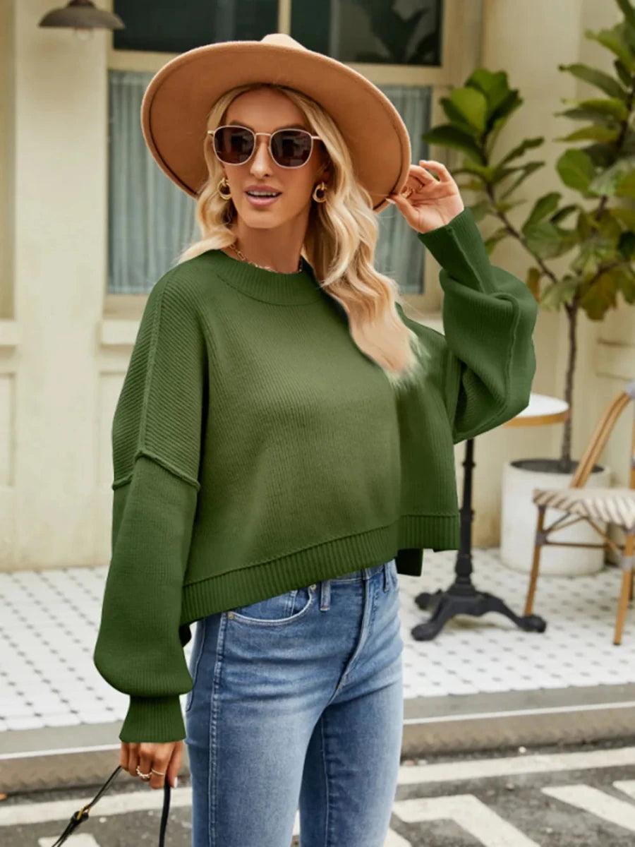 Women’s Lantern-Sleeve Knit Sweater - Q.B.Accessories