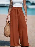 Full Size Drawstring Waist Wide Leg Pants Plus Size - Q.B.Accessories