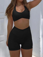 Halter Neck Cami and Shorts Active Set - Q.B.Accessories
