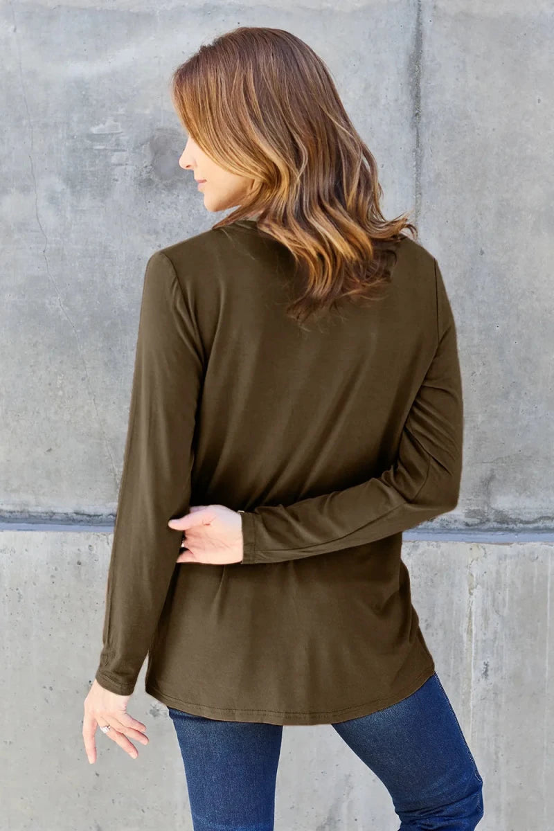 Essential V - Neck Long Sleeve Top – Everyday Comfort Fit | QBA - Q.B.Accessories