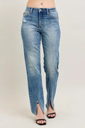Judy Blue Full Size High Waist Vintage Wash Front Seam & Slit Straight Plus Size - Q.B.Accessories