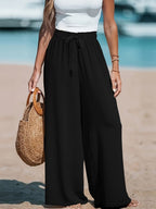 Full Size Drawstring Waist Wide Leg Pants Plus Size - Q.B.Accessories
