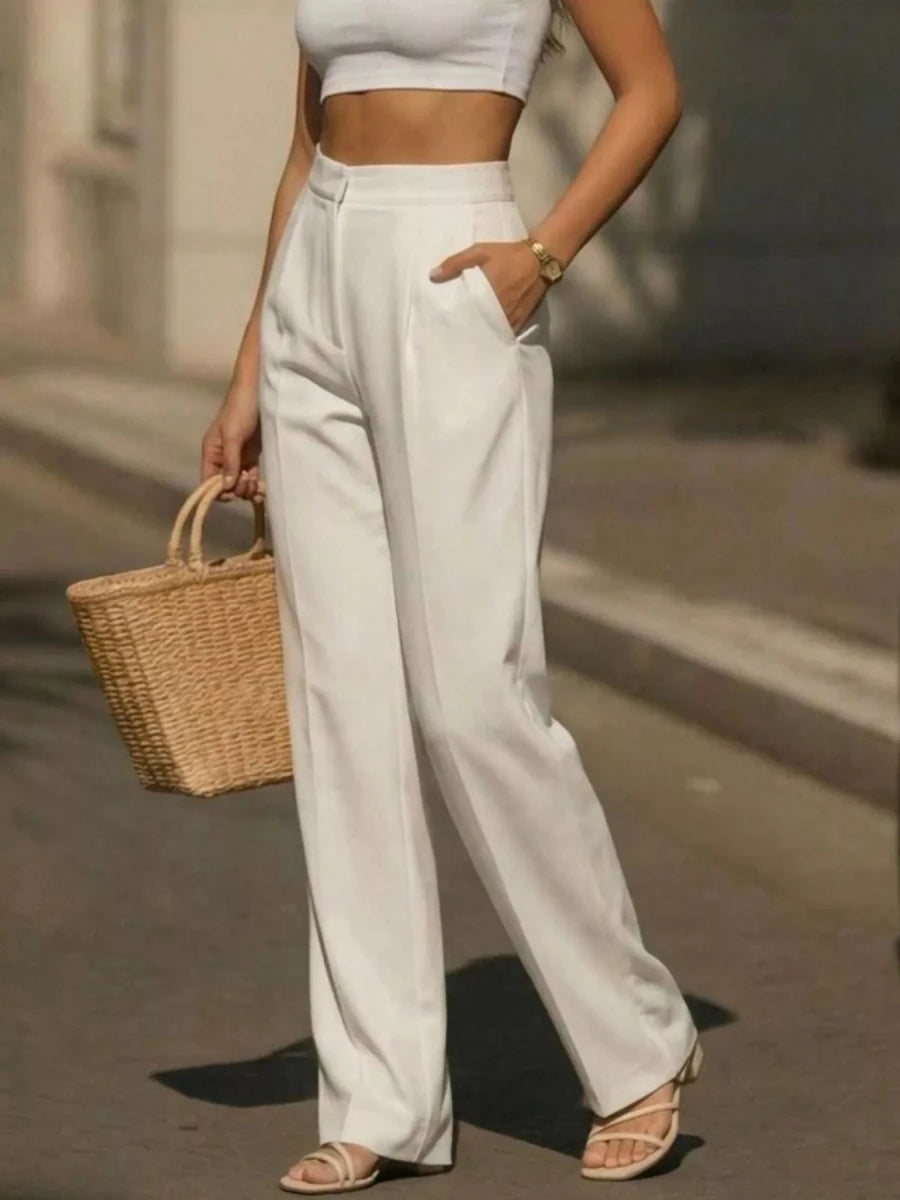 High - Waisted Wide - Leg Pants - Q.B.Accessories