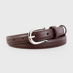 Leather Skinny Belt with Silver Buckle - Q.B.Accessories