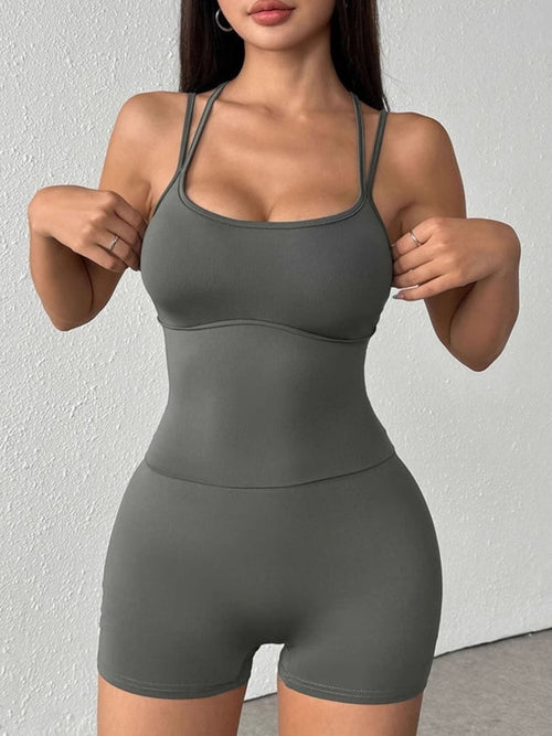 Double Spaghetti Strap Active Romper - Q.B.Accessories