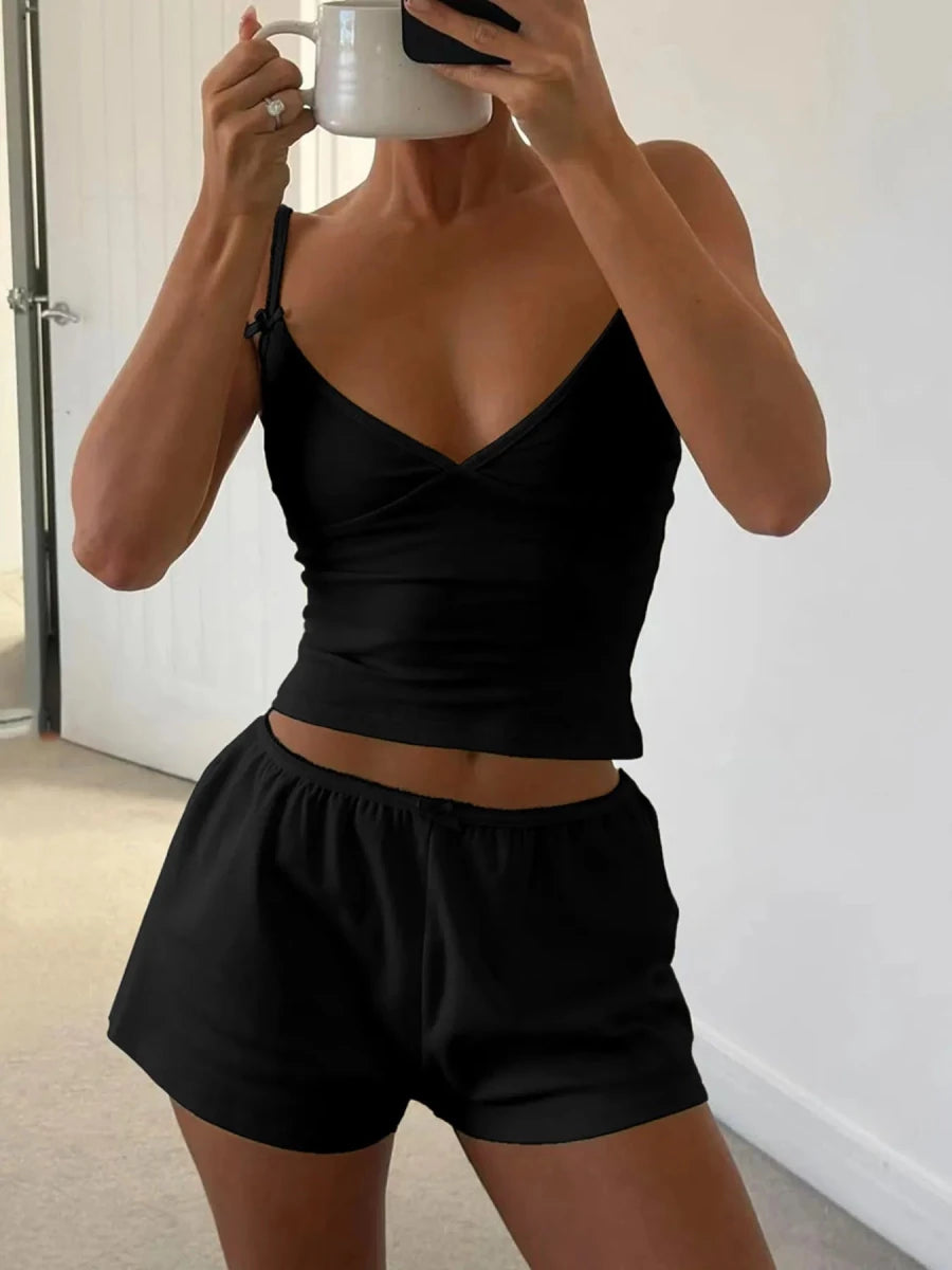 V - Neck Cami and Shorts Set - Q.B.Accessories