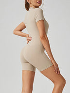 Half Zip Short Sleeve Active Romper - Q.B.Accessories