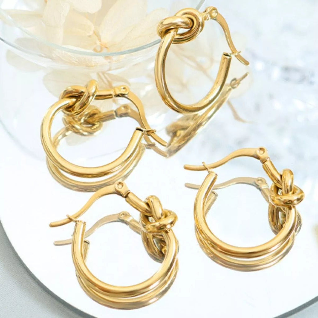 Golden Knot Hoop Earrings - Q.B.Accessories