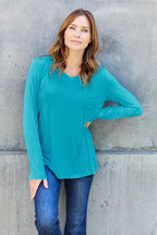 Essential V - Neck Long Sleeve Top – Everyday Comfort Fit | QBA - Q.B.Accessories